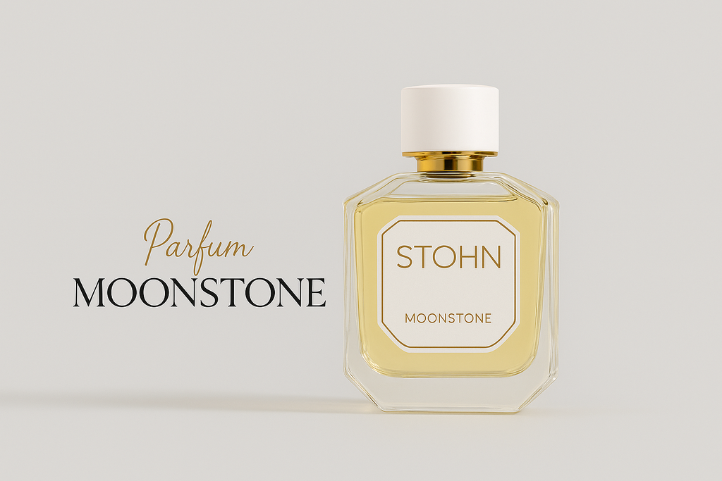 Ingrédients du parfum Moon Stohn : Bergamote, Rose, Poivre noir, Muguet, Ambre gris, Ambre, Jasmin, Monticule, Cuir mousseux